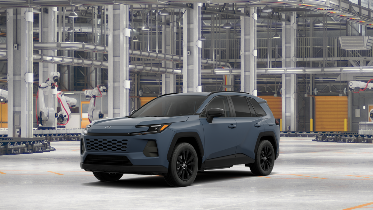 2026 Toyota RAV4 XLE Premium in Storm Cloud — front three-quarter view