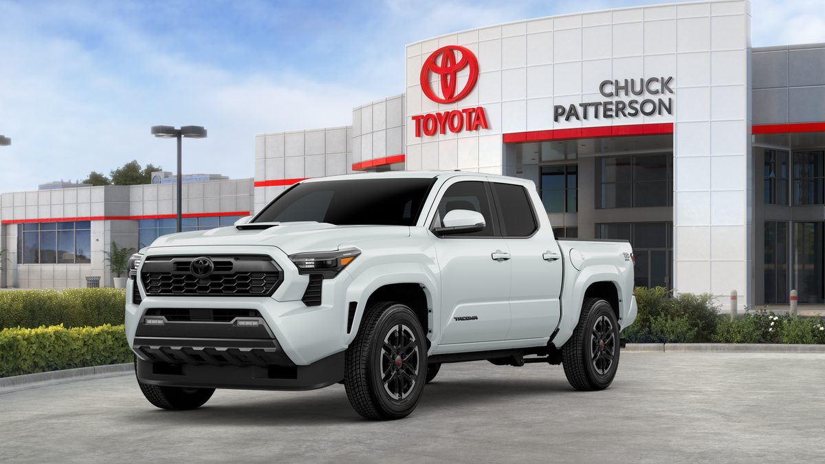 2026 Toyota Tacoma TRD Sport in Wind Chill Pearl — front three-quarter view