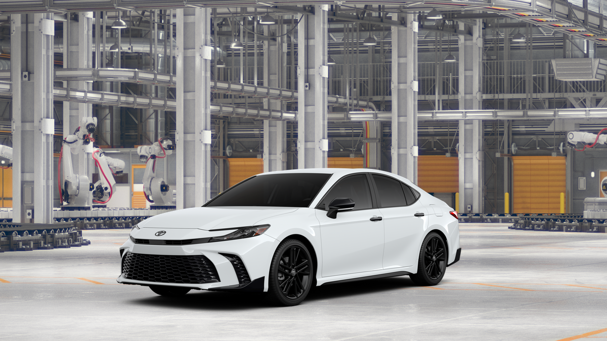 2026 Toyota Camry Nightshade in Ice Cap — front three-quarter view