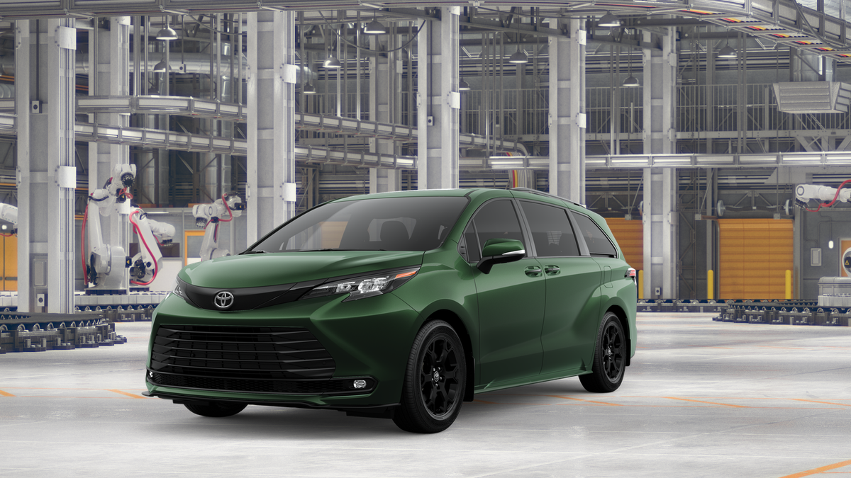 2026 Toyota Sienna Woodland Edition in Cypress — front three-quarter view