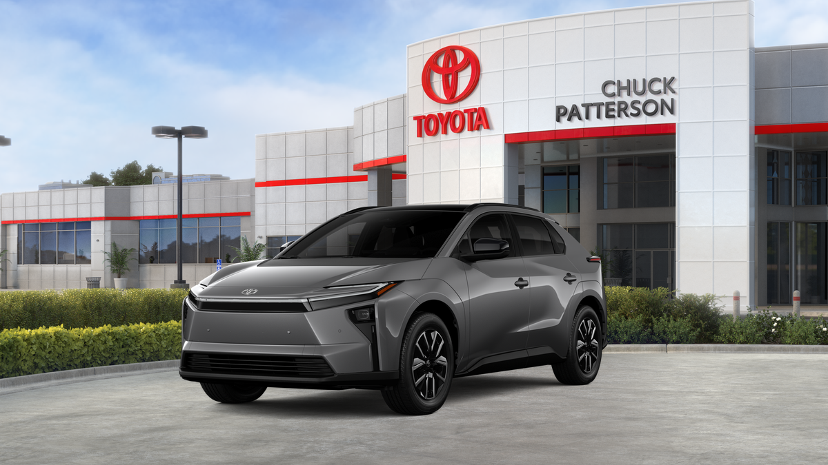 2026 Toyota bZ XLE in Heavy Metal — front three-quarter view