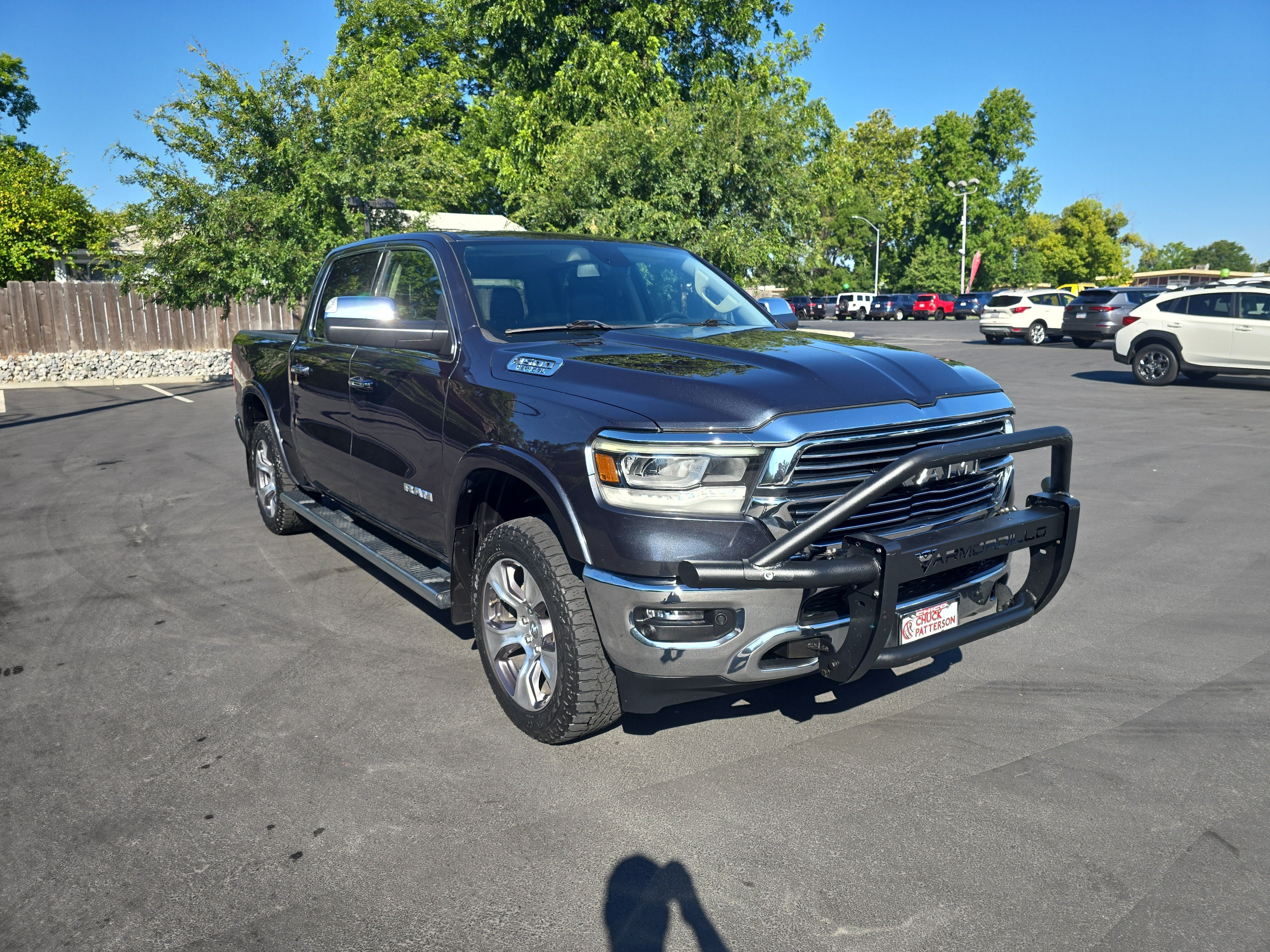 2020 RAM 1500 Laramie in Maximum Steel Metallic Clearcoat — front three-quarter view