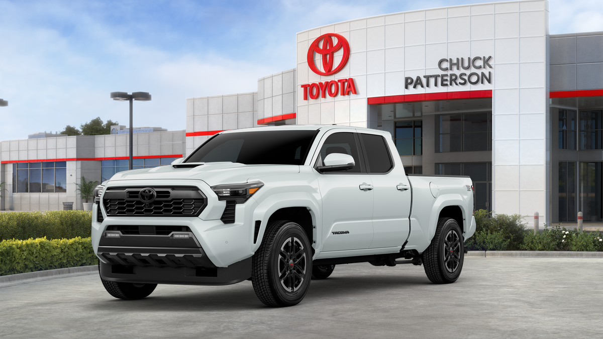 2026 Toyota Tacoma TRD Sport in Wind Chill Pearl — front three-quarter view