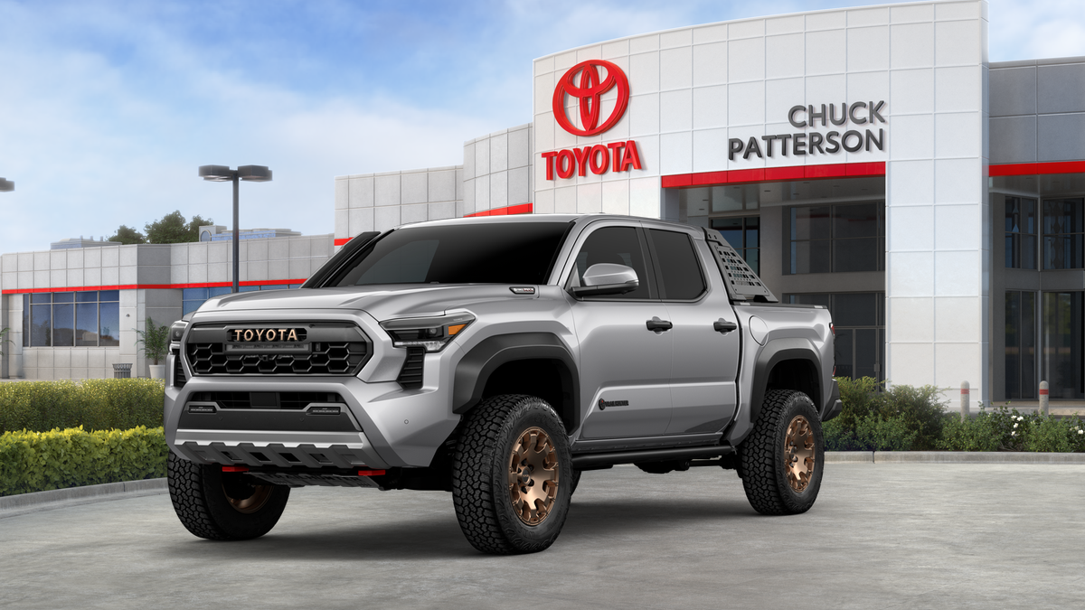 2026 Toyota Tacoma i-FORCE MAX Trailhunter in Celestial Silver Metallic — front three-quarter view